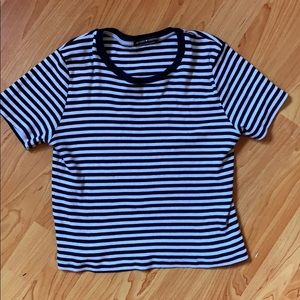 Brandy Melville navy blue & white stripe crop top